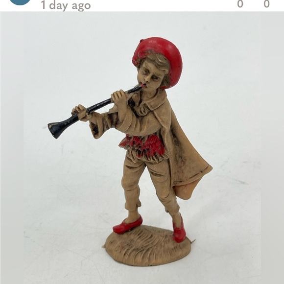 Vintage Italian Nativity Figure Plastic Replacement Shephard Boy Playing Horn - Picture 4 of 16